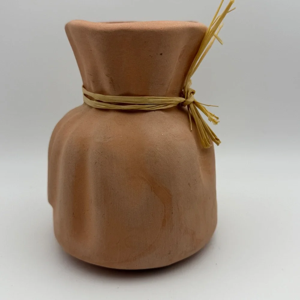 Rustic‎ Terracotta Vase Raffia Tie Farmhouse Boho Southwestern Clay Pot Decor